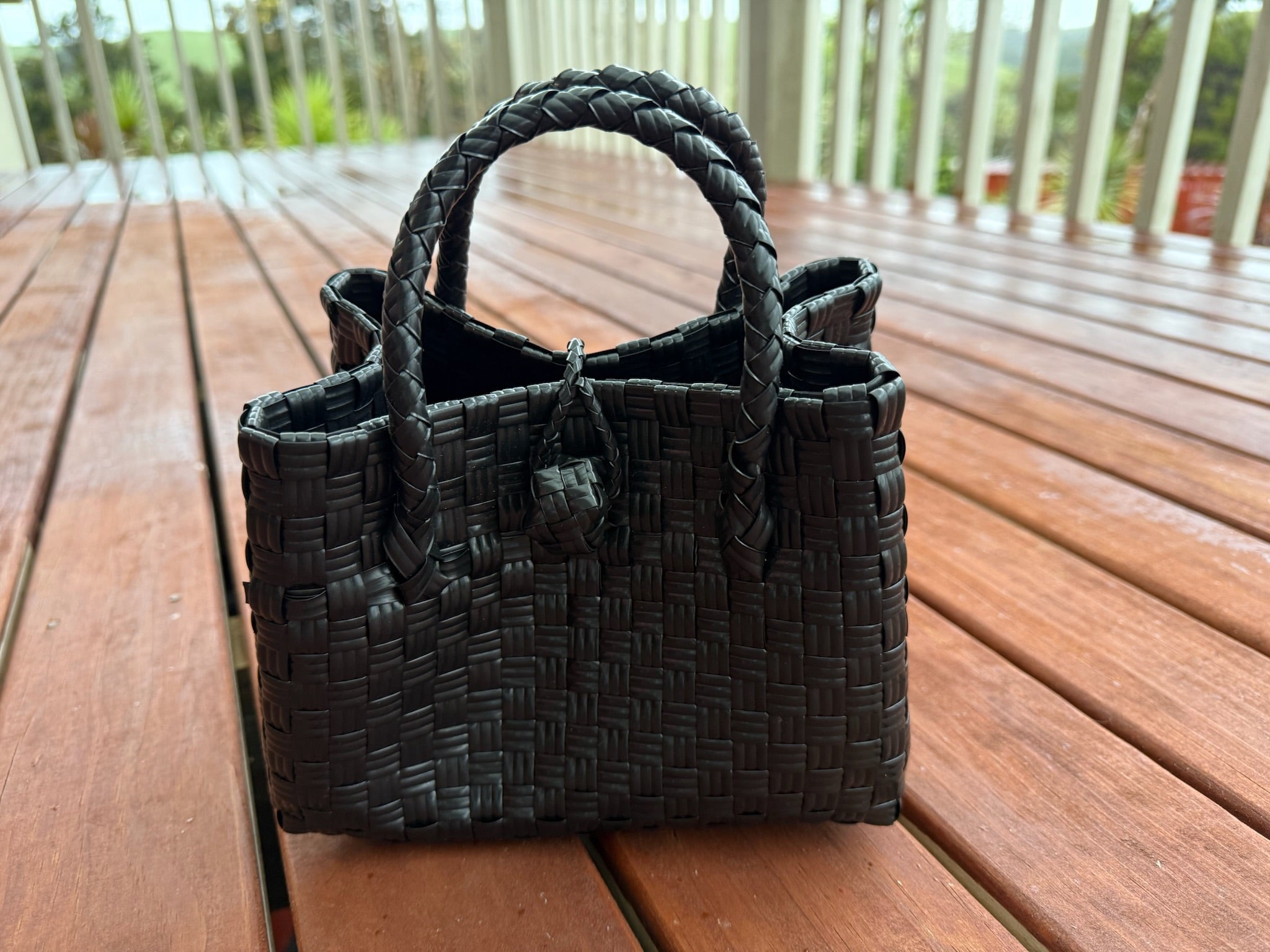 Black Single Colour Tote Bag image 2