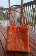 Orange/White Chequered Tote Bag image 2