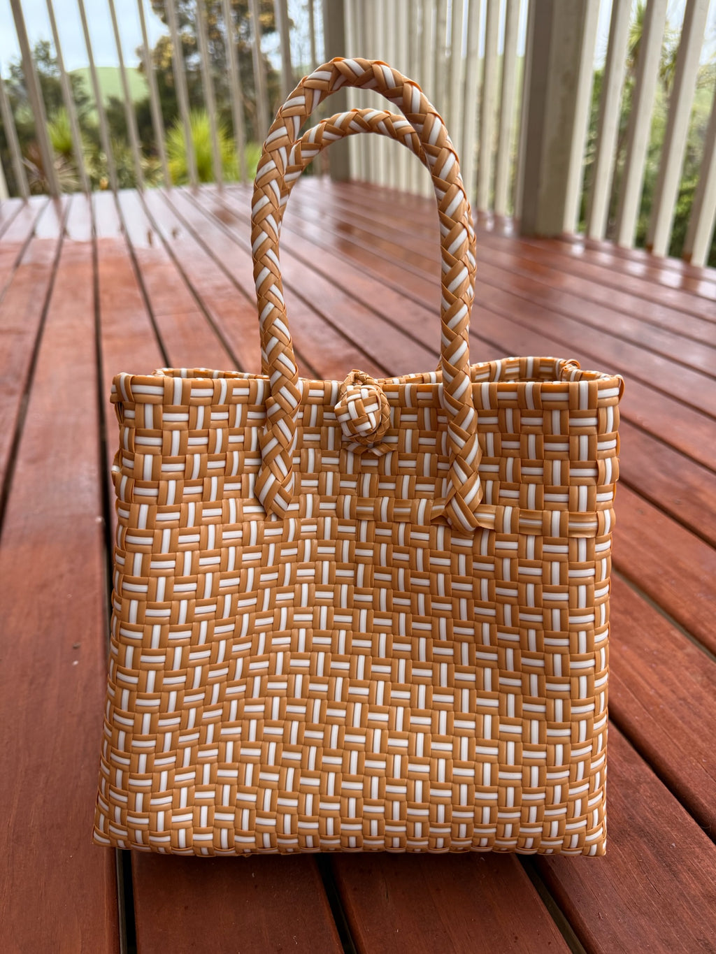 Beige / White Tote Bag image 0