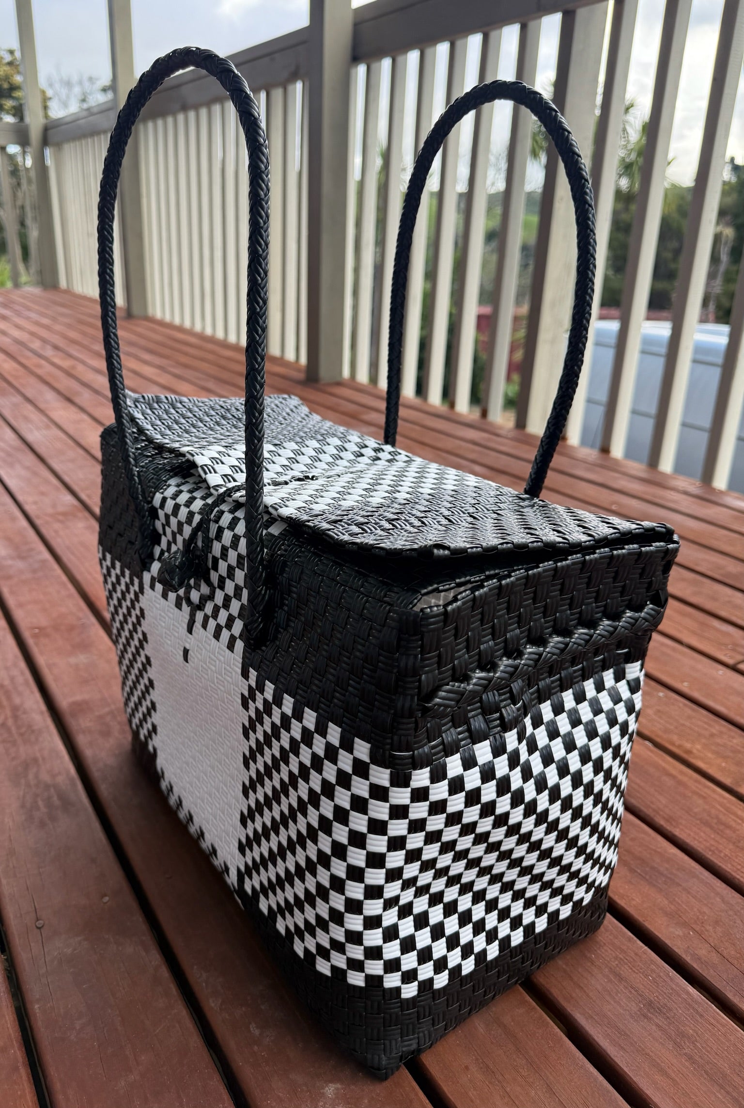 Black / White Picnic Style Tote Bag image 1
