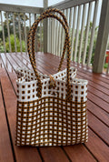 Gold/White/Black Chequered Tote Bag image 2
