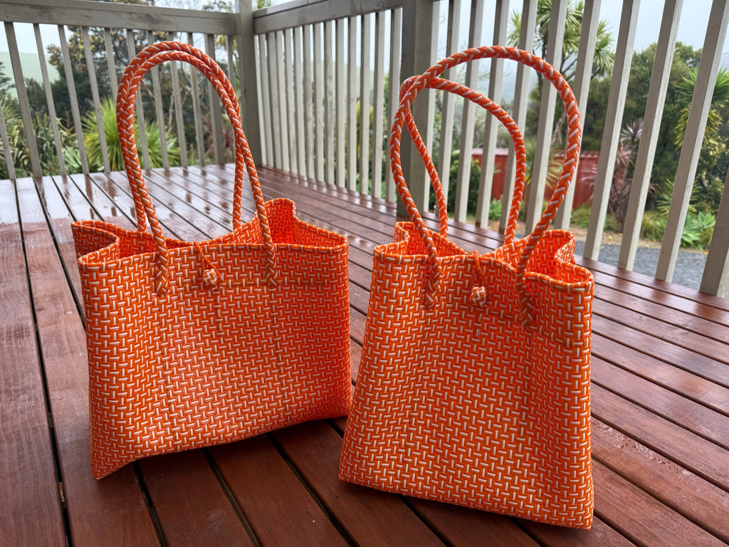Orange/White Chequered Tote Bag image 0
