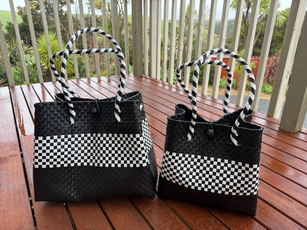 Black / White Chequered Tote Bag image 0