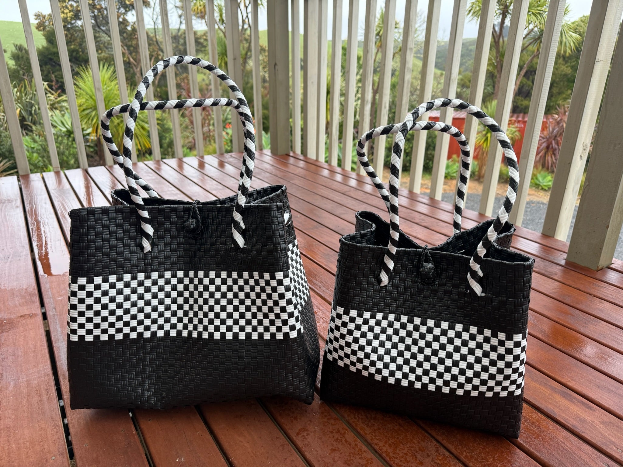 Black / White Chequered Tote Bag image 0