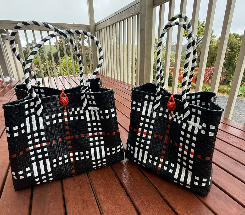 Black / White / Red Chequered Tote Bag image 0