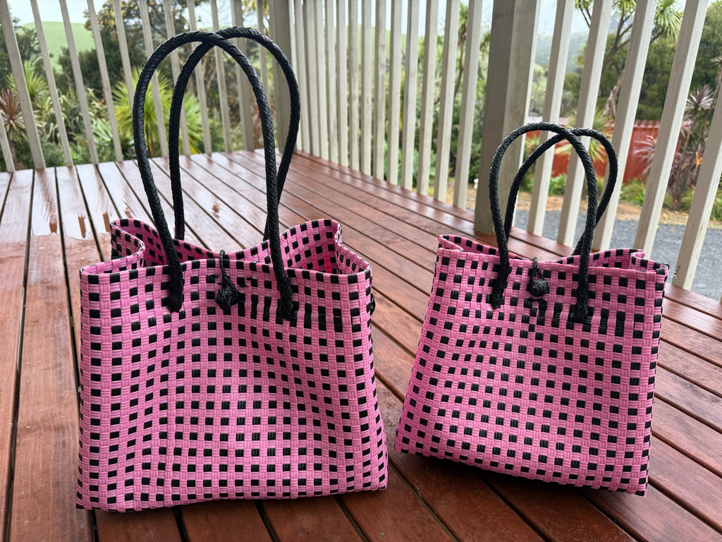 Pink / Black Chequered Tote Bag image 0