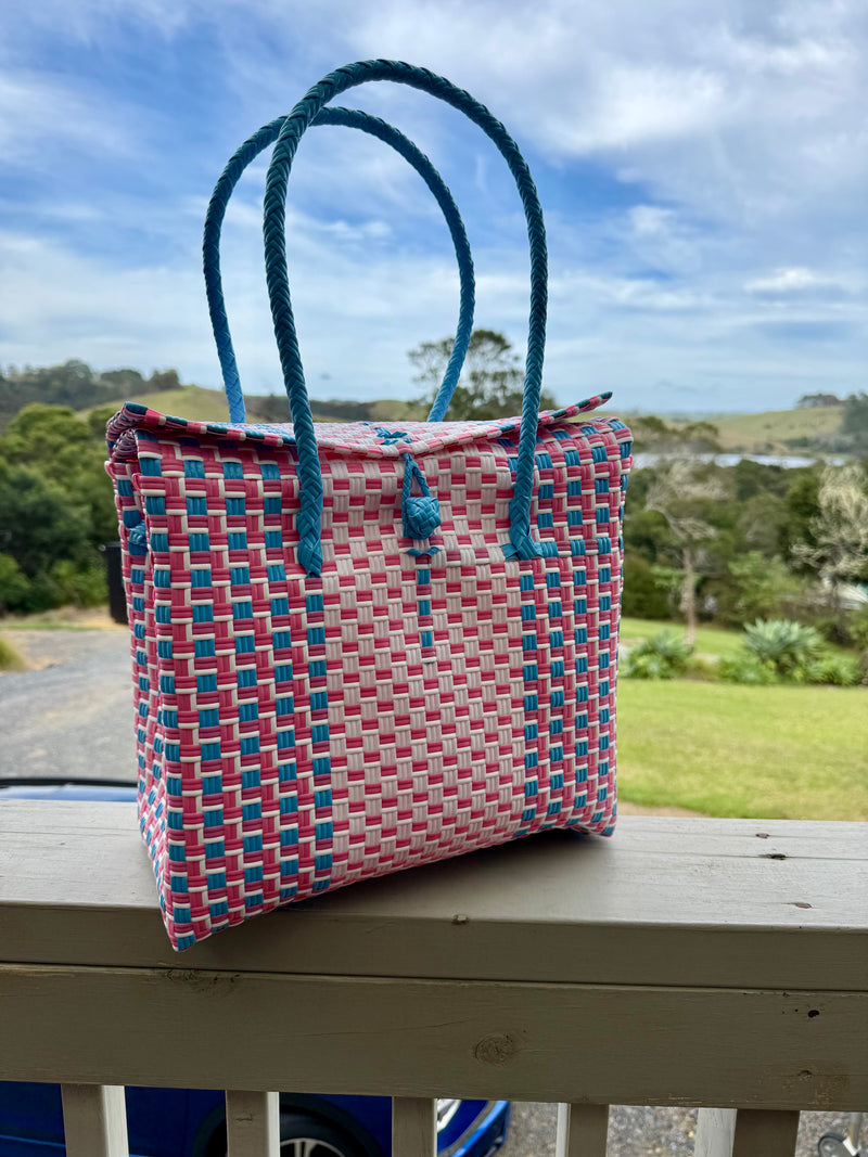 Pink / Blue Chequered Picnic Bag image 0