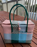Pink / Grey / Blue Picnic Style Tote Bag (Pink Toggle) image 0