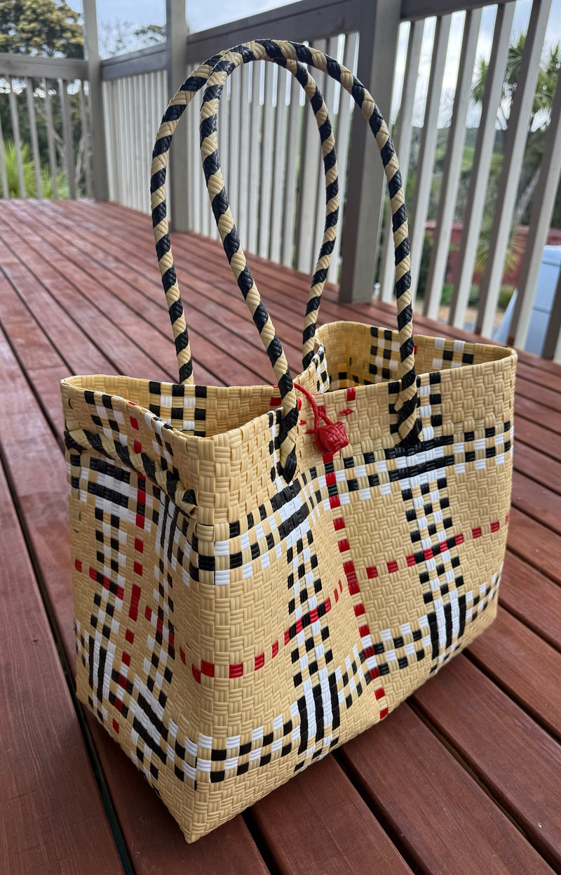 Cream/Black/White/Red Pattern Style Tote Bag image 0