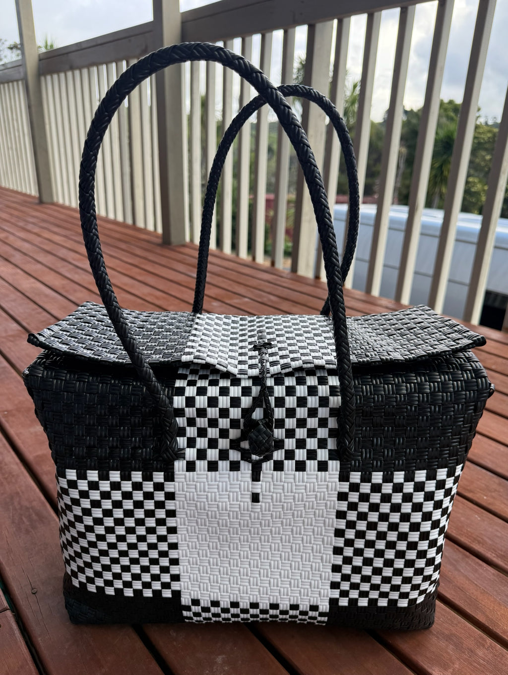 Black / White Picnic Style Tote Bag image 0
