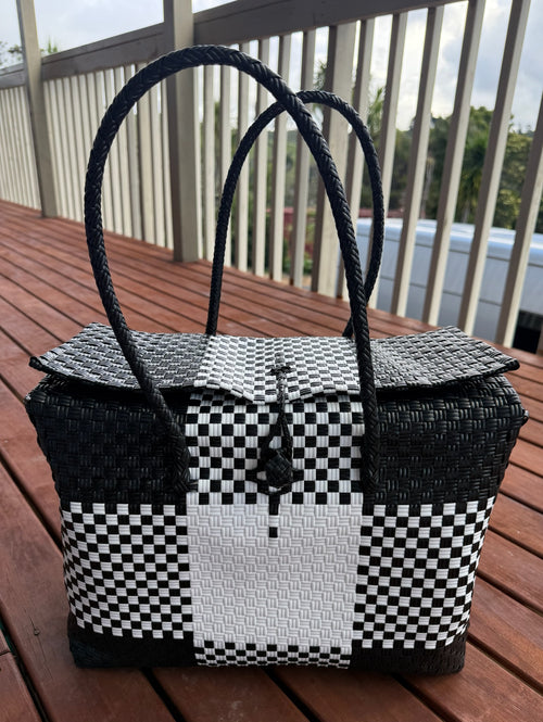 Black / White Picnic Style Tote Bag image 0