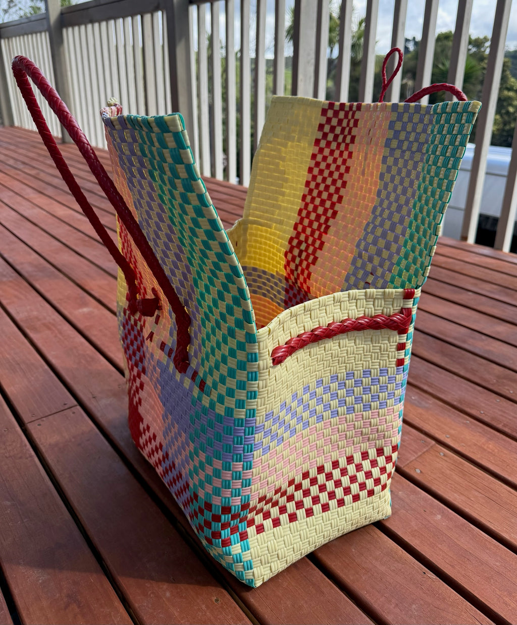 Pink / Yellow / Blue Picnic Style Tote Bag image 2