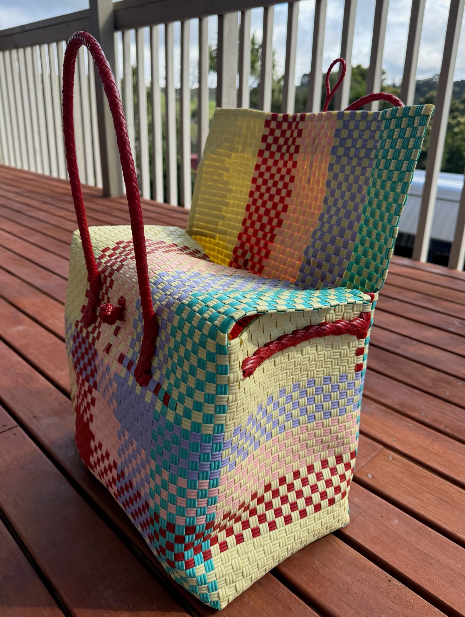 Pink / Yellow / Blue Picnic Style Tote Bag image 3