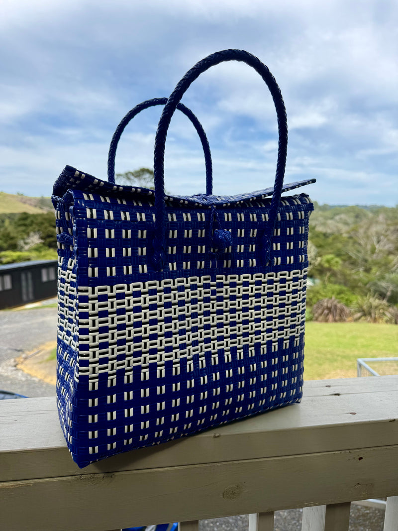 Blue / White Chequered Picnic Bag image 0