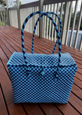 Blue Two Tone Picnic Style Tote Bag image 0