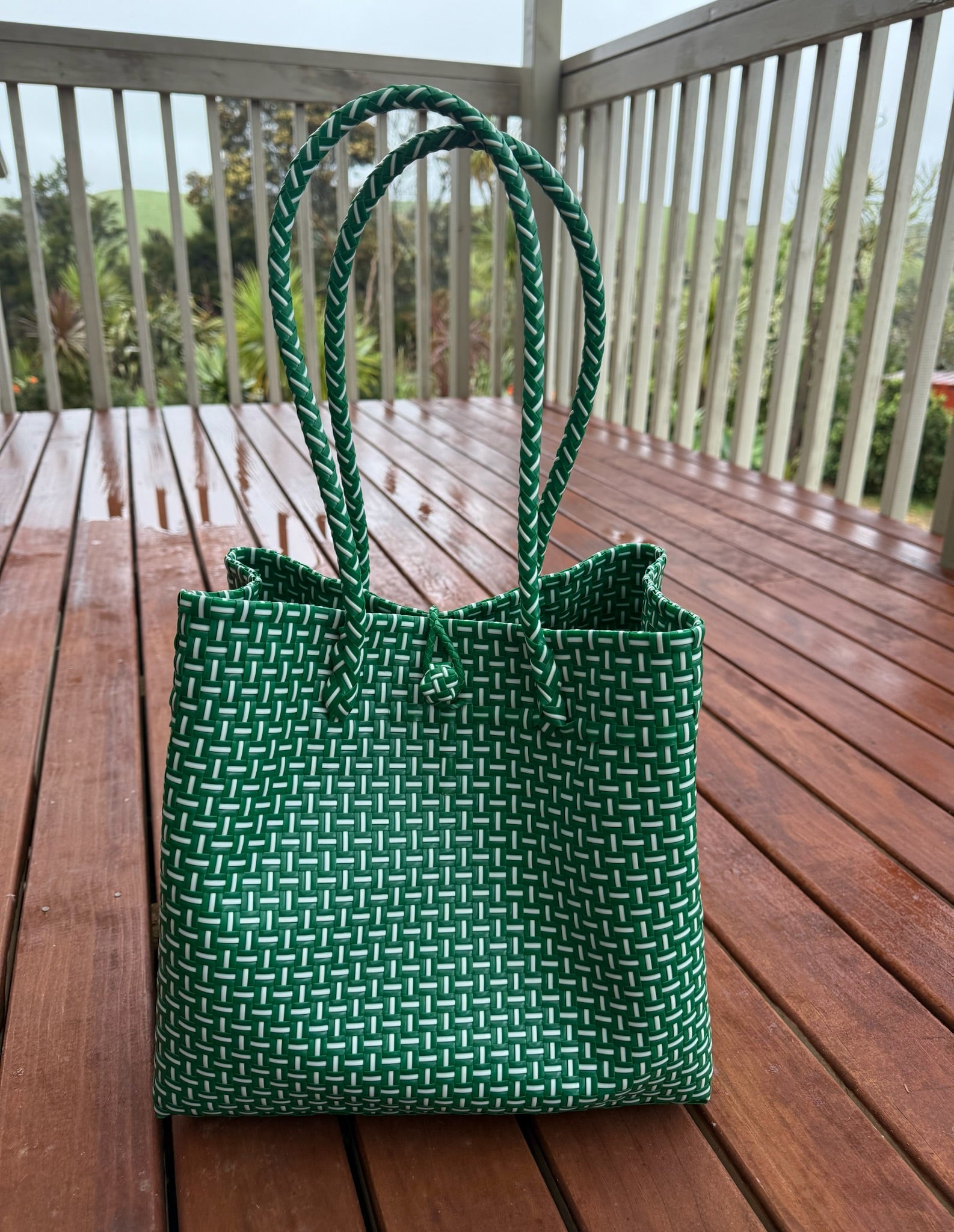Green/White Tote Bag image 2